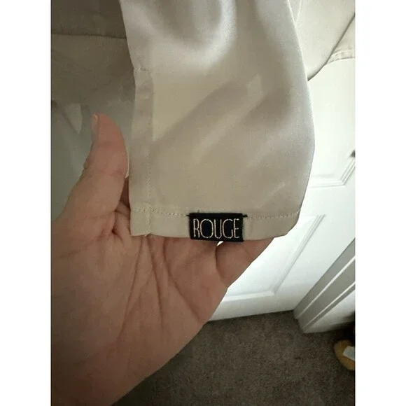 ROUGE by Minky Couture Satin Pajama Set XXL Beige 2 Piece Lounge Sleepwear - Picture 4 of 7